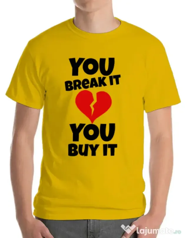 Tricou ADLER barbat You break it , you buy it Galben