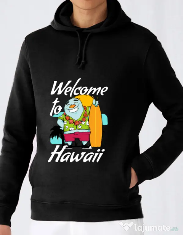 Hoodie barbat cu gluga Welcome to Hawaii Negru