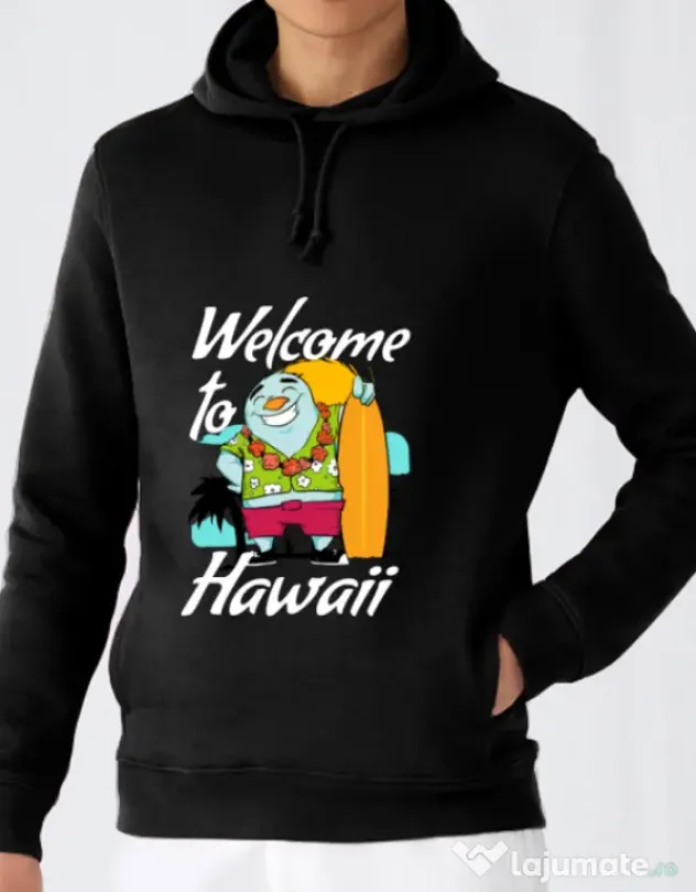 Hoodie barbat cu gluga Welcome to Hawaii Negru