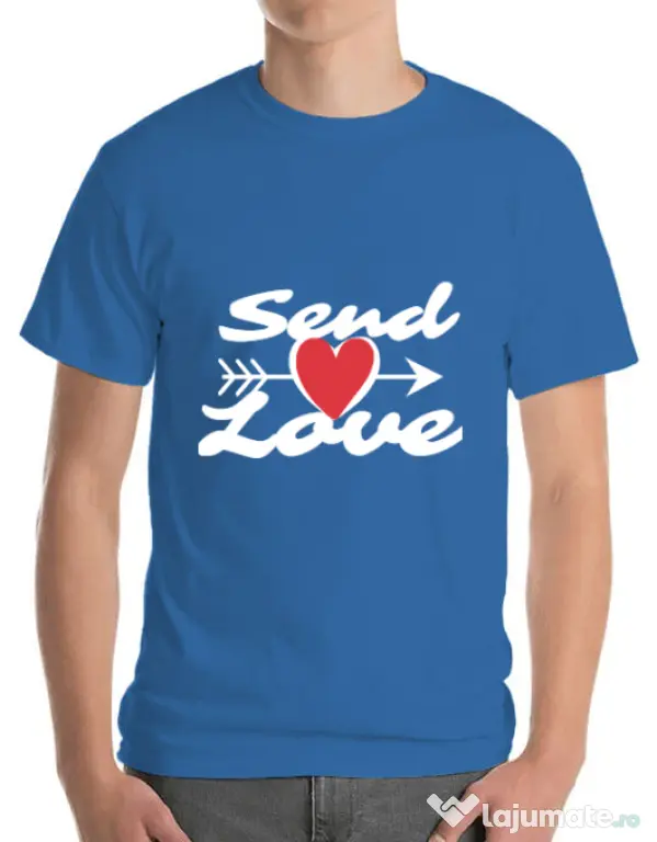 Tricou ADLER barbat Send love Albastru azuriu