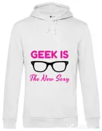 Hoodie barbat cu gluga Geek is the new sexy Alb