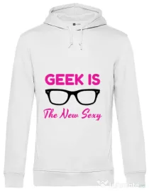 Hoodie barbat cu gluga Geek is the new sexy Alb