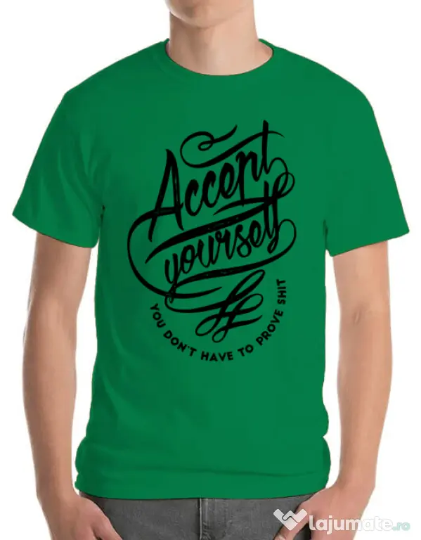 Tricou ADLER barbat Accept Yourself Verde mediu
