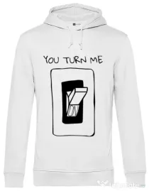 Hoodie barbat cu gluga You turn me on Alb