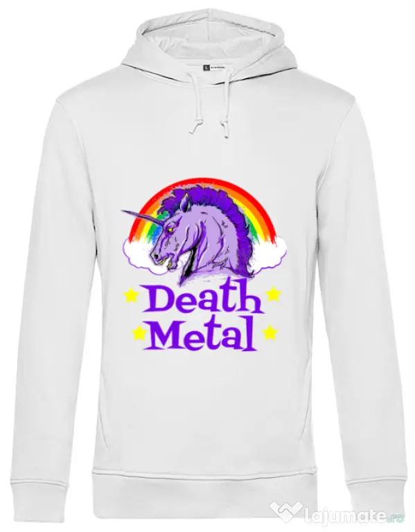 Hoodie barbat cu gluga Death Metal Alb