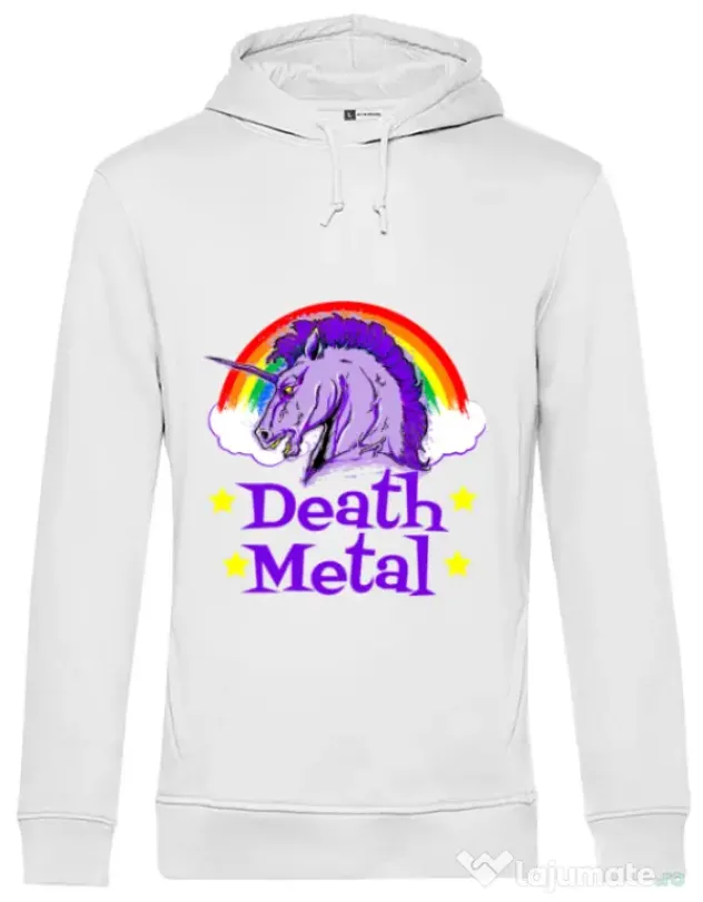 Hoodie barbat cu gluga Death Metal Alb