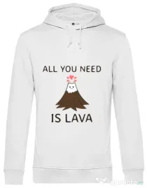 Hoodie barbat cu gluga All you need is lava Alb