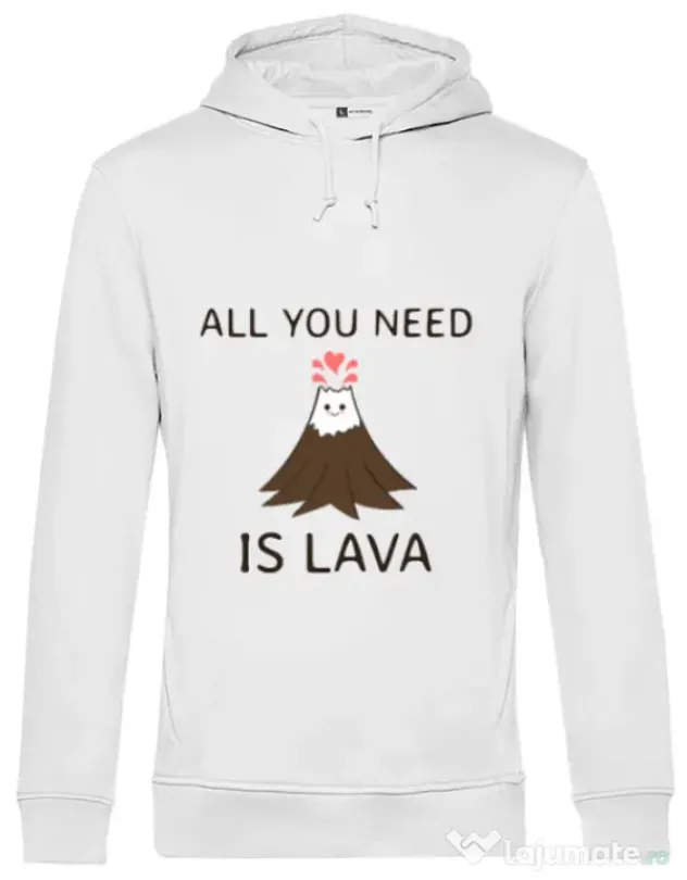 Hoodie barbat cu gluga All you need is lava Alb