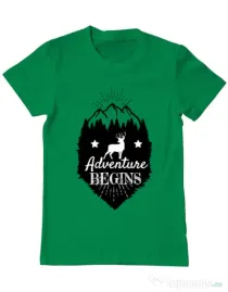 Tricou ADLER barbat Adventure Begins Verde mediu