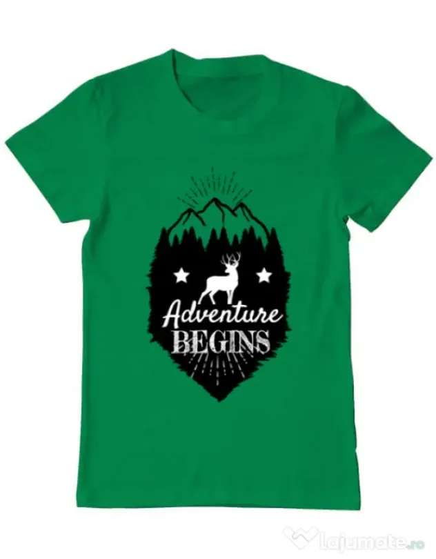 Tricou ADLER barbat Adventure Begins Verde mediu