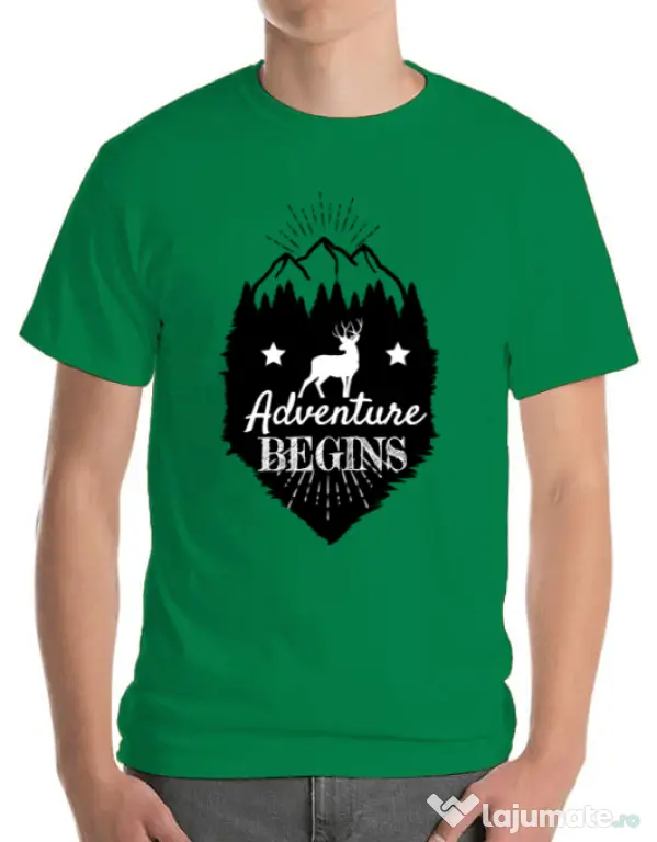 Tricou ADLER barbat Adventure Begins Verde mediu