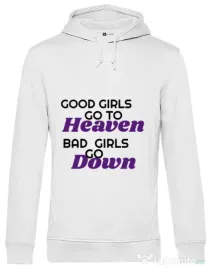 Hoodie barbat cu gluga Bad girls go down Alb