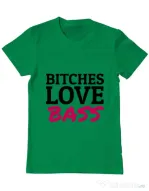 Tricou ADLER barbat Bitches love bass Verde mediu