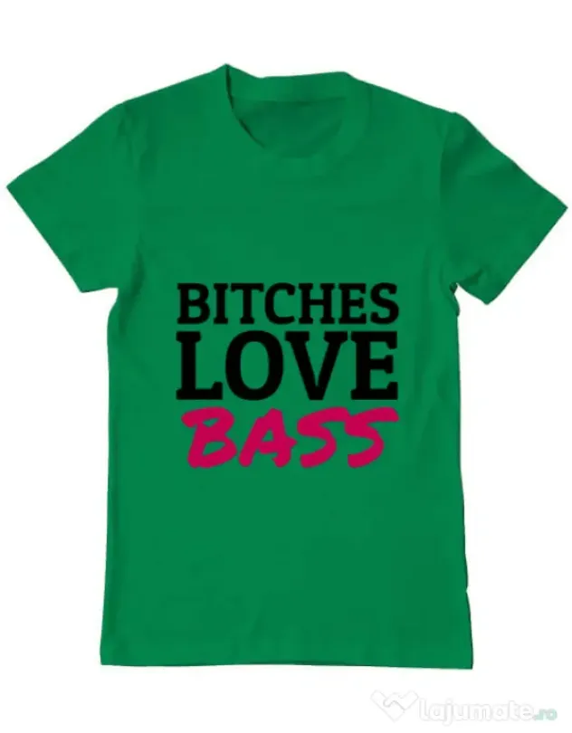 Tricou ADLER barbat Bitches love bass Verde mediu