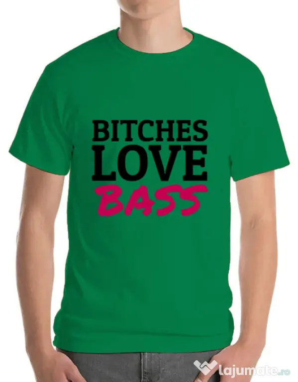 Tricou ADLER barbat Bitches love bass Verde mediu