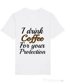 Tricou STANLEY STELLA barbat Coffee for your protection Alb