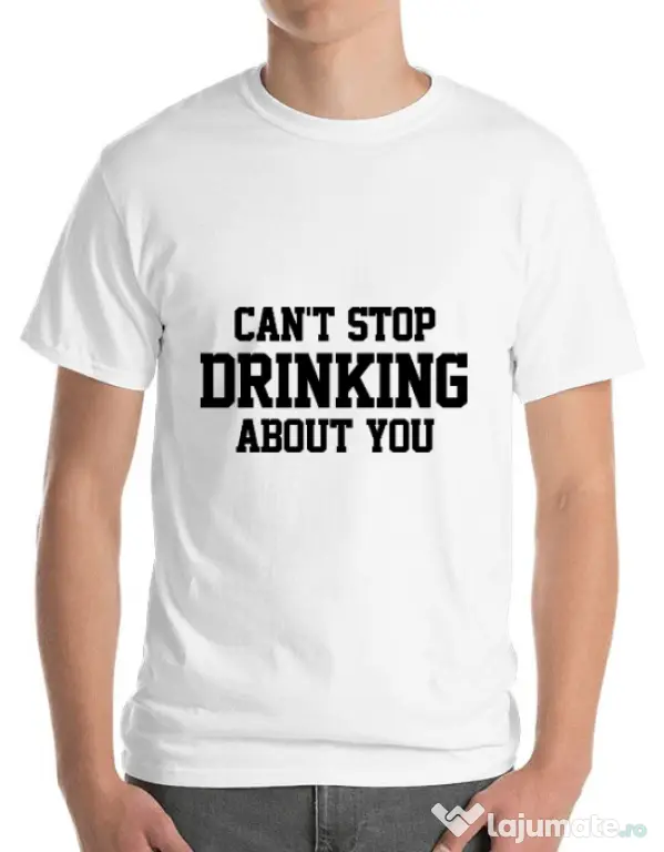 Tricou ADLER barbat Can't stop drinking about you Alb