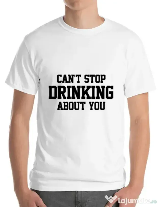 Tricou ADLER barbat Can't stop drinking about you Alb