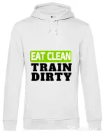 Hoodie barbat cu gluga Eat clean Alb