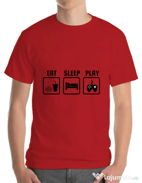 Tricou ADLER barbat Eat sleep play Rosu