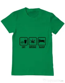 Tricou ADLER barbat Eat smoke sleep Verde mediu