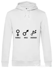 Hoodie barbat cu gluga Engineer sign Alb