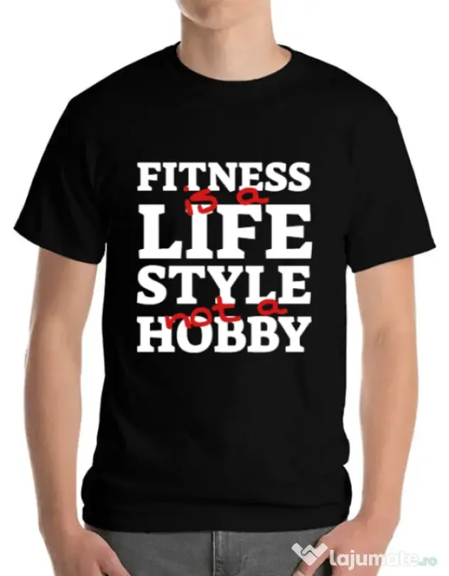 Tricou ADLER barbat Fitness is not a hobby Negru