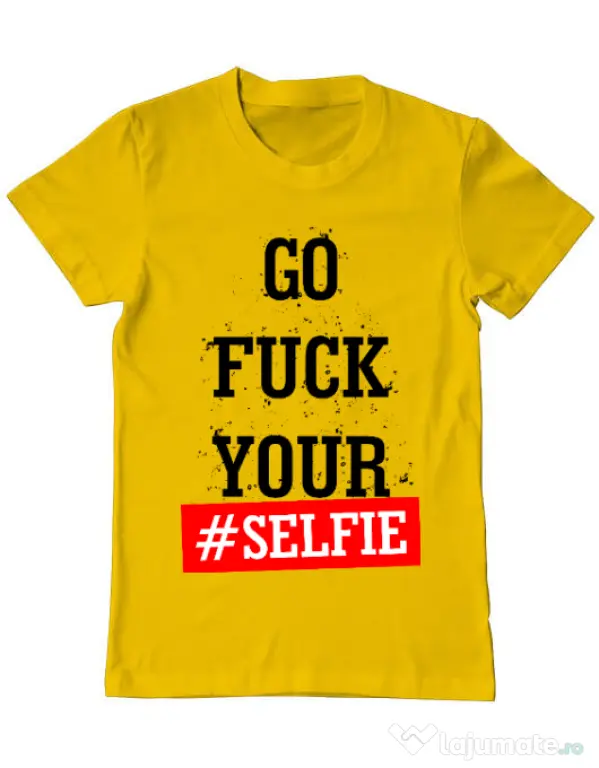 Tricou ADLER barbat Go fuck your selfie Galben