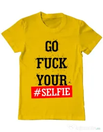 Tricou ADLER barbat Go fuck your selfie Galben