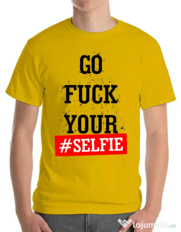 Tricou ADLER barbat Go fuck your selfie Galben