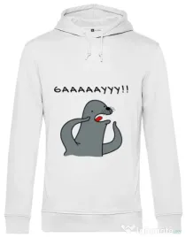 Hoodie barbat cu gluga Funny seal Alb