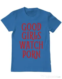 Tricou ADLER barbat Good girls watch porn Albastru azuriu