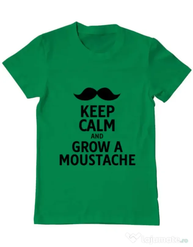 Tricou ADLER barbat Grow a moustache Verde mediu