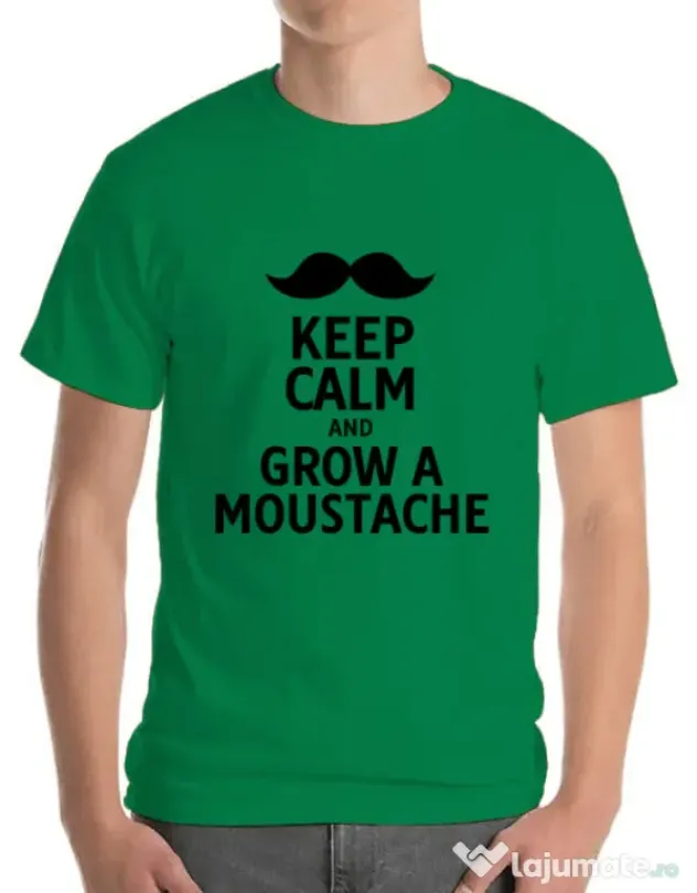 Tricou ADLER barbat Grow a moustache Verde mediu