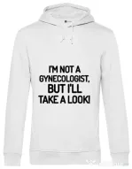 Hoodie barbat cu gluga Gynecologist Alb