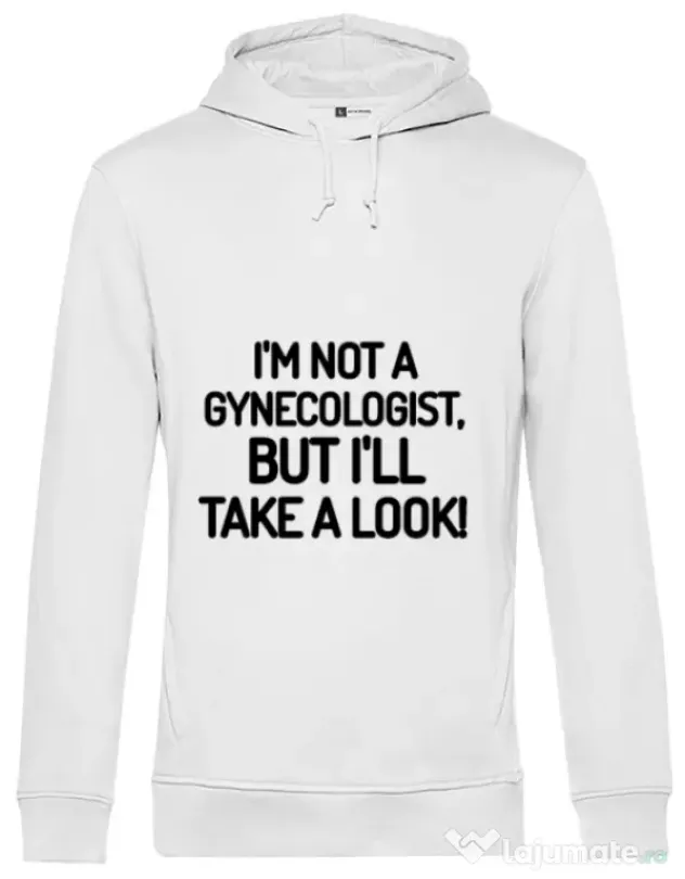 Hoodie barbat cu gluga Gynecologist Alb