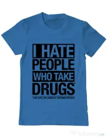 Tricou ADLER barbat I hate people who take drugs Albastru azuriu