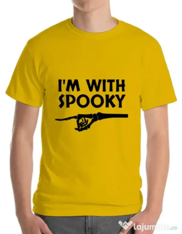 Tricou ADLER barbat I'm with spooky Galben