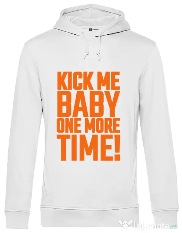 Hoodie barbat cu gluga Kick me baby Alb