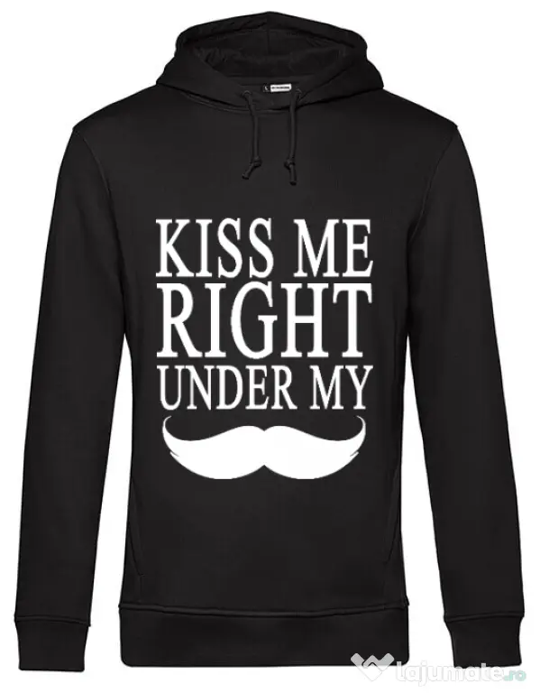 Hoodie barbat cu gluga Kiss me right under Negru