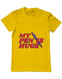 Tricou ADLER barbat My pen is huge Galben