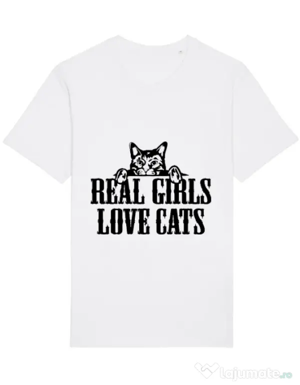 Tricou STANLEY STELLA barbat Real girls love cats Alb