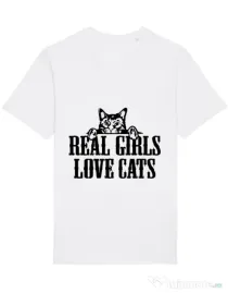 Tricou STANLEY STELLA barbat Real girls love cats Alb