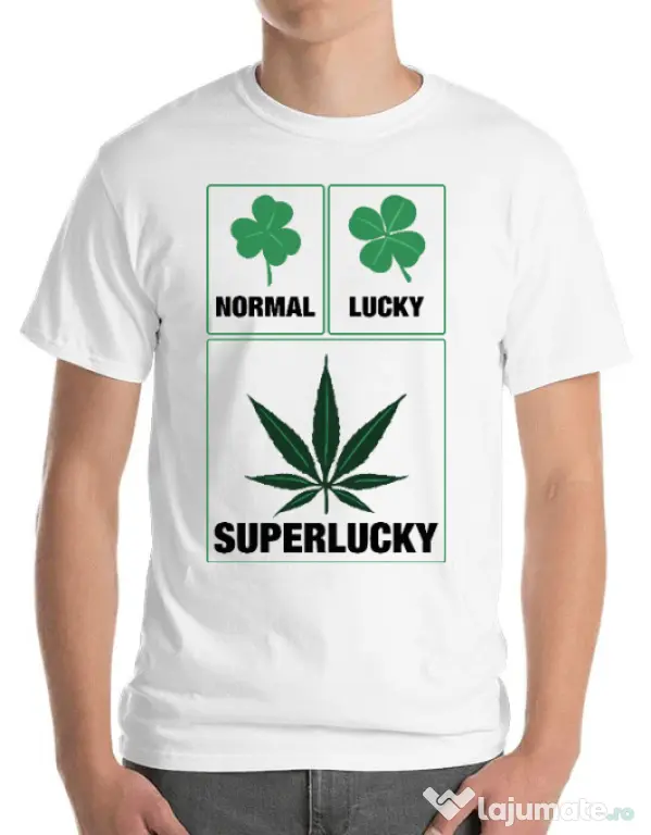 Tricou ADLER barbat Super lucky Alb
