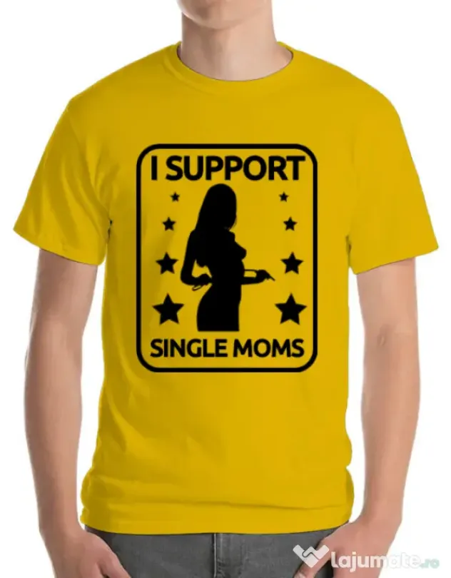Tricou ADLER barbat I support single moms Galben