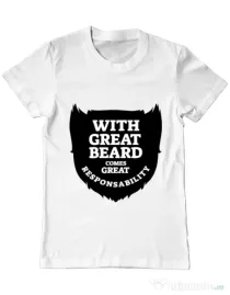 Tricou ADLER barbat The great beard Alb