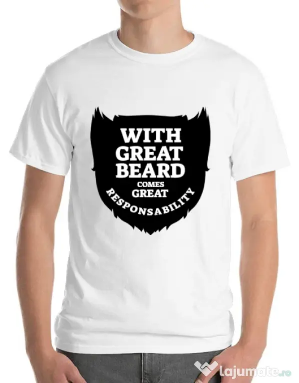 Tricou ADLER barbat The great beard Alb