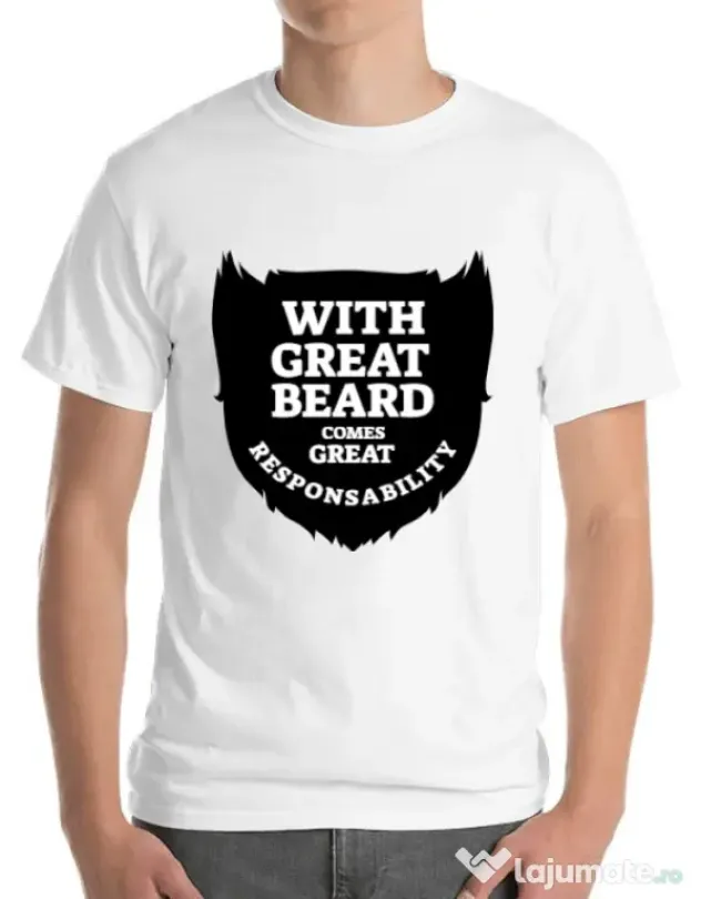 Tricou ADLER barbat The great beard Alb