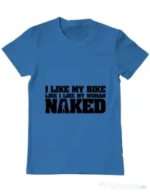 Tricou ADLER barbat I like my bike Albastru azuriu