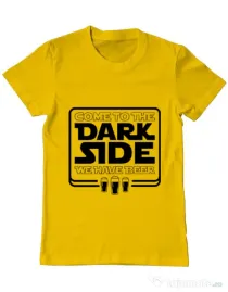 Tricou ADLER barbat Dark side with beer Galben